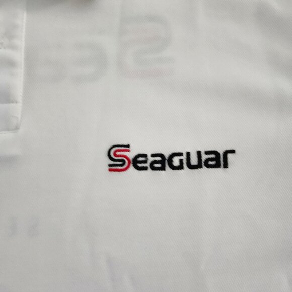 Seaguar Not Seeing Is Believing Men's XXL White Polo Shirt Polyester Fishing App - Picture 4 of 8